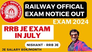 RRB JE 2024 EXAM in July  RRB Calendar Notification  rrb railways [upl. by Ligetti723]