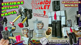 Como hacer figuras de papel Skibidi Toilet Cameraman Destapacaños y Big Speakerman Minecraft Movible [upl. by Derreg]