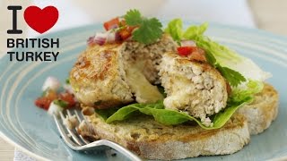 British Turkey burger stuffed with gruyere cheese with fresh tomato relish [upl. by Carson969]