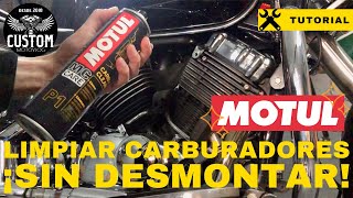 Cómo LIMPIAR los CARBURADORES de la moto sin desmontarlos con CARBUCLEAN de MOTUL Mantenimiento [upl. by Idnis]