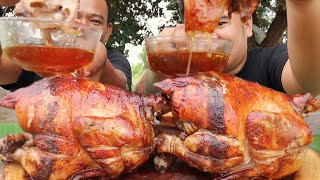 OUTDOOR COOKING  LECHON MANOK WITH BUTTER AND HONEY MUKBANG HD [upl. by Ellerihs]