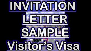 INVITATION LETTER SAMPLE FOR VISITORS VISA [upl. by Blisse]