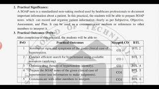 Pharmacotherapeutics Experiment 1  SOAP Note of Hypertension  S Y D Pharmacy Lab Manual [upl. by Yelwah]