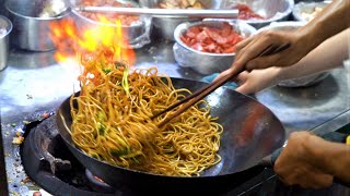 Chinese Street Food Fried noodles with egg fried rice fried broiler egg and vegetable pie [upl. by Anirda]