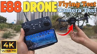 E88 Camera Drone Unboxing FlyingReview amp Camera Test [upl. by Adnole]