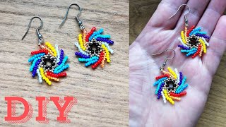 Kolorowe Kolczyki z Koralików Ścieg Petersburski DIY Tutorial St Petersburg stitch Beaded earrings [upl. by Bentlee652]