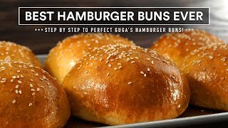 Most AMAZING HAMBURGER BUNS recipe ever  GugaFoods [upl. by Idnahc]