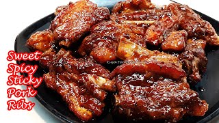 HOW TO COOK YUMMY SWEET SPICY STICKY PORK RIBS RECIPE  SO GOOD YOULL HAVE TO LICK YOUR FINGERS [upl. by Dream]