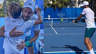 Djokovic Fulfilled the Lifelong Dream of a Young Tennis Player and Played a Match with Him Dubai [upl. by Ladnyk]