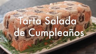 Tarta salada de cumpleaños con pan de molde  Recetas de Cocina ✅ [upl. by Renny]