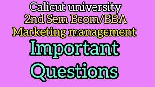 Marketing Management Important Questions [upl. by Resa]