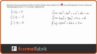 Steckbriefaufgabe 4Grades mit Tiefpunkt und Wendepunkt [upl. by Sims351]
