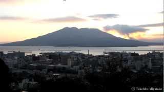 桜島 城山からの眺望 夜景から朝 [upl. by Melisandra846]