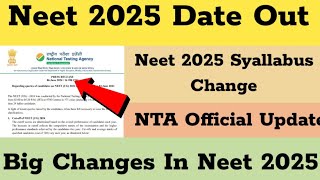 Neet 2025 Date Out  NTA Official Update  Neet UG latest News Today Neet News TodayNeet 2025 Date [upl. by Dolli]