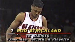 Rod Strickland 25pts 15asts TFranchise Playoff Record vs Rockets 1994 Playoffs Game 3 [upl. by Eisned751]