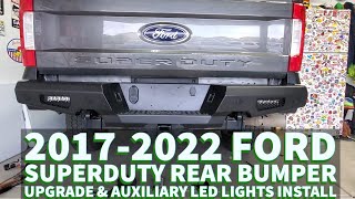 Smittybilt M1A2 Rear Bumper Install Ford F250 SuperDuty And Wiring LED Lights Into Upfitter Switches [upl. by Julieta355]