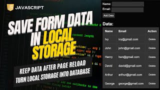 Save Form Data In Local Storage  Keep Form Data After Page Reload  Reload Page Without Losing Data [upl. by Kissee]