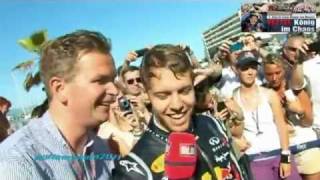 Sebastian Vettel  Poolparty nach MonacoSieg 2011 [upl. by Swanhildas990]