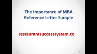 The Importance of MBA Reference Letter Sample [upl. by Imelda]