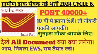 INDIA POST OFFICE GDS Gramin Dak sevak New Bharti 2024Cycle 6 Vacancy [upl. by Eremaj]