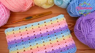 Easiest amp Fast Crochet Blanket  ONE Row Repeat How to Crochet a Double V Stitch blanket [upl. by Fleta]