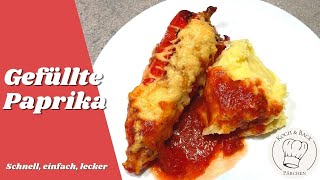 🌶 Gefüllte Paprika 🍅 mit Hackfleisch amp Reisfüllung  Spitzpaprika im Backofen  Einfaches Rezept [upl. by Thad]