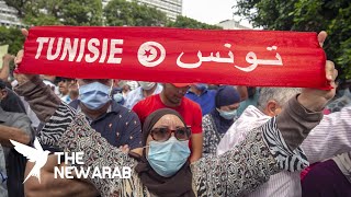 Tunisians protest in capital against government crackdown [upl. by Anair]