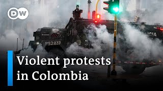 Colombia Dozens injured as protests enter second week  DW News [upl. by Solnit144]