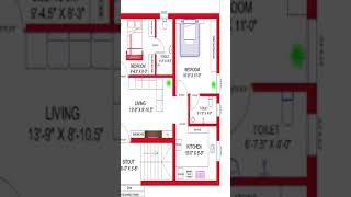 260x253 House plan 2BHK260 By 253 Home plan260 253 House design in Indian styleNORTH FACE [upl. by Annalla446]