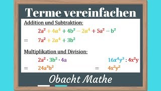 Terme vereinfachen und zusammenfassen  genial einfach amp schnell erklärt  ObachtMathe [upl. by Weintrob]