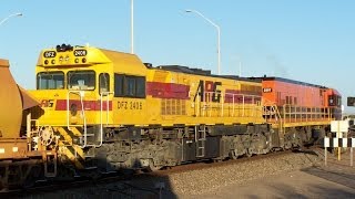 HEAVY NARROW GAUGE TRAINS AROUND GERALDTON W A Oct 2013 [upl. by Vallonia]