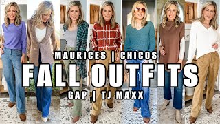 FALL OUTFIT HAUL  Maurices Chicos Gap TJ Maxx  Fashion Over 40 [upl. by Creamer125]