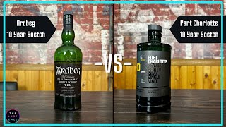 Ardbeg 10 year Scotch Whiskey VS Port Charlotte 10 Year Scotch Comparisons [upl. by Cusack235]