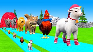 Paint amp Animals CowMammothGorillaTigerDuckLion Fountain Crossing Transformation Animals Cartoon [upl. by Ilajna]