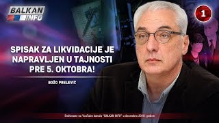 INTERVJU Božo Prelević  Spisak za likvidacije je napravljen u tajnosti pre 5 oktobra 27122019 [upl. by Enelyahs]