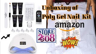 Unboxing of store2508 Poly Gel Nail Kit from AmazonAffordable DIY Permanent Nail Extension Kit [upl. by Eynaffit854]