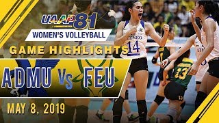 UAAP 81 WV Final Four ADMU vs FEU  Game Highlights  May 8 2019 [upl. by Elleinahc]