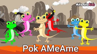 Pok ame ame animasi cicak warna warni  Lagu anak oindonesia [upl. by Hgielanna587]