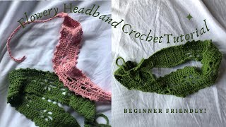 ✿｡Flowery Headband Crochet Tutorial ｡✿ Beginner Friendly Quick Project  Nightmoon Studio [upl. by Fran520]