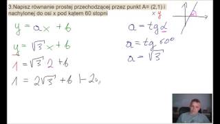 Napisz równanie prostej przechodzącej przez punkt A 21 [upl. by Powers540]