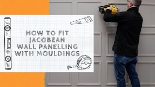 WALL PANEL INSTALLATION  How To Fit Squared Wall Panelling With Mouldings  Easy DIY Tutorial [upl. by Atinnod]