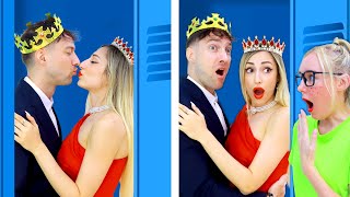 NERD VS POPULAR STUDENT AT PROM  WHO WILL BE PROM QUEEN FUNNY SITUATIONS [upl. by Tijnar]