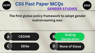 CSS Past Papers 2024 MCQs of Gender Studies with Answer  Complete Guide for CSS Aspirants [upl. by Noe973]