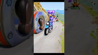 Cat 🐈 bike 🏍 monkey 🐒 bike Recing high speed breaker carush the bike and car gaming shorts game [upl. by Mayes]