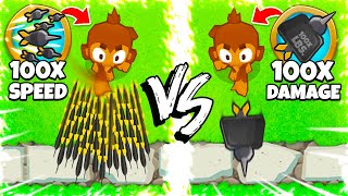 100x Damage vs 100x Attack Speed in BTD 6 [upl. by Hesta]