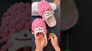 Handmade knitted Baby girls slippers💯 shorts knitting crochet trending [upl. by Erasme604]