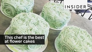 This cake decorator is a master of icing flowers [upl. by Ennaed]