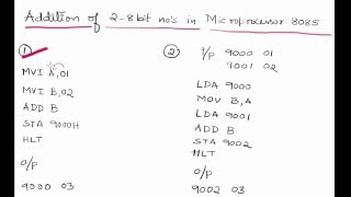 addition of two 8 bit numbers in 8085 microprocessor [upl. by Atiuqin]