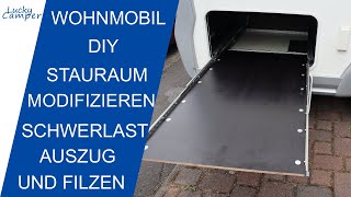 DIY  Wohnmobil  Stauraum modifizieren  Schwerlastauszug nachrüsten und Stauraum filzen [upl. by Sylirama566]