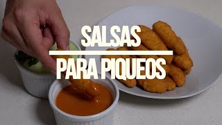 Salsas perfectas para piqueos  Una saludable y una picante junto a deditos de pollo al air fryer [upl. by Yllaw]